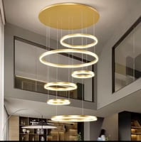 ثريا ليد ذهبي بثلاث اضاءات لقبب المنازل والصالات ا...