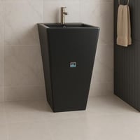 مغسلة سيراميك لون اسود فاخرة بتصميم مربع عصري – مق...