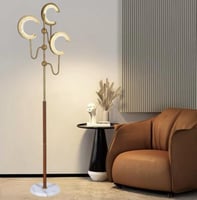 ابجورة طويله أرضي لون ذهبي مع خشبي ليد بثلاث اضاءا...