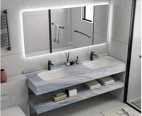 مغاسل رخام ازرق مع ابيض حوض وحوضين بعددة مقاسات