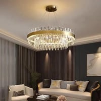 ثريات ليد ثلاث اضاءات كرستال دائري ومتستطيل تصميم...