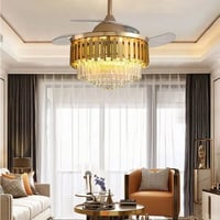 ثرياء ليد مروحه بثلاث اضاءات كرستال مقاس 50 سم متو...