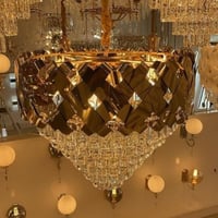 ثريا كريستال ستيل دائري ذهبي عده مقاسات