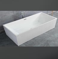 بانيو كلاسيكي ابيض فوق البلاط متوفر مقاسين