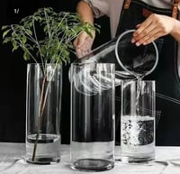 فازة شفاف اسطواني مقاسات