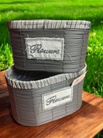 سلة طقم 2 خوص بيضاوي