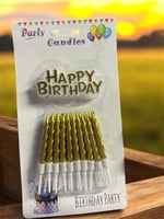 شمع ميلاد ذهبي مع عبارة 20 قطعه