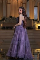 فستان تل بتطريز مورد