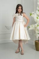 فستان بناتي أنيق بلون أوف وايت بتصميم فاخر للمناسب...