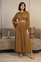 فستان لورا فاشن قطعتين بقصة أنثوية انسيابية