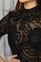 فستاني سهر اسود ملكي مطرز باكمام طويله