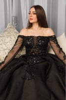 فستان سهرة مطرز اسود