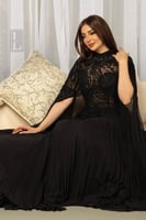 فستاني سهر اسود ملكي مطرز باكمام طويله