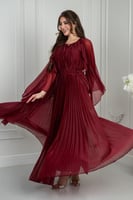 فستان بليسيه طويل بأكمام واسعة للسهرات