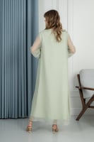 جلابية ناعمة بلون أخضر فاتح بتطريز أنيق