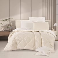 مفرش لورين - قطن 100% – مزدوج 8 قطع - سكري + بيج