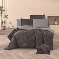 مفرش لورين - قطن 100% – مزدوج 8 قطع - اسود + رصاصي...