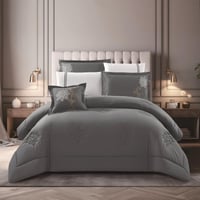 مفرش نرجس – صيفي مطرز - مزدوج 7 قطع – رصاصي غامق +...