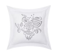 مفرش نرجس – صيفي مطرز - مزدوج 7 قطع – ابيض + رصاصي