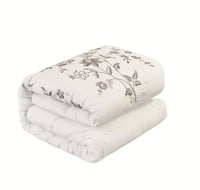 مفرش نرجس – صيفي مطرز - مزدوج 7 قطع – ابيض + رصاصي