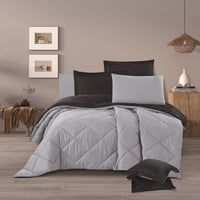 مفرش لورين - قطن 100% – مزدوج 8 قطع - اسود + رصاصي...