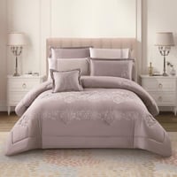 مفرش نرجس – صيفي مطرز - مزدوج 7 قطع – بنفسجي