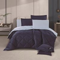 مفرش لورين - قطن 100% – مزدوج 8 قطع - كحلي + سماوي