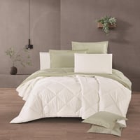 مفرش لورين - قطن 100% – مزدوج 8 قطع - زيتي + سكري