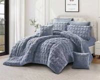 مفرش قطبي - شتوي - مزدوج 8 قطع - رصاصي