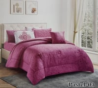 مفرش باستيل - شتوي مزدوج 7 قطع - وردي