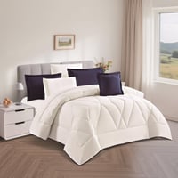 مفرش نسمه - صيفية مفرد ونص 4 قطع - كحلي + سكري