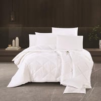 مفرش لورين - قطن 100% – مفرد ونص 5 قطع - أبيض