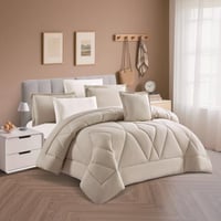 مفرش نسمه - صيفية مفرد ونص 4 قطع - بيج + سكري