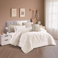 مفرش نسمه - صيفية مفرد ونص 4 قطع - بيج + سكري