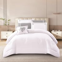 مفرش نرجس – صيفي مطرز - مزدوج 7 قطع – ابيض + رصاصي