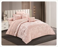 مفرش عرائسي شانيل فاخر مزدوج 8 قطع - لون زهري