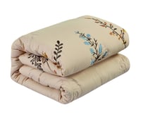 مفرش نرجس – صيفي مطرز - مزدوج 7 قطع – بيج + سكري