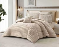 مفرش نورلان - شتوية - مزدوج 7 قطع - بيج