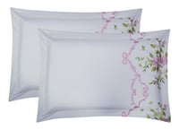 مفرش نرجس – صيفي مطرز - مزدوج 7 قطع – زهري + وردي