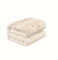 مفرش نرجس – صيفي مطرز - مزدوج 7 قطع – سكري + بني