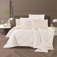 مفرش لورين - قطن 100% – مزدوج 8 قطع - سكري + بيج