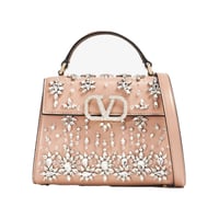حقيبة مرصعة بالكريستال فالنتينو v لوغو لون دارك بي...