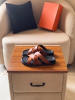 شبشب ايرمز رجالي كازمير متداخل لون عسلي جلد وشمواه