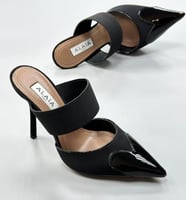 هيلز مفتوح من الخلف من الايا جلد لامع لون أسود