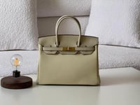 شنطة هيرمز بيركن 30سم بمقابض علوية لون ابيض