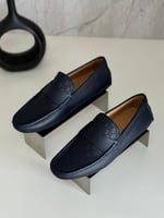 شوز فلات جوتشي رجالي جلد لون كحلي أنيق