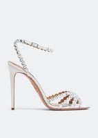 صندل كعب اكوازورا تيكيلا مرصع كريستال بلون ابيض