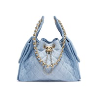 حقائب جينز شانيل 25 هاند باق بلون ازرق وسلسلة كتف...