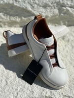 حذاء جلد رجالي مميز من زينجا لون أبيض راقي