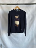 بلوزة للجنسين بولو بتطريز الدب اللطيف لون كحلي